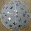 Genuine Suede Yarmulkas - White Metallic Embossed - Silver Metalic Big Star on White