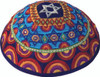 Yair Emanuel Modern Yarmulkes - Embroidered Kippah - Magen David Multi-Colors