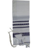 Faux Wool Tallit - Black And Silver Stripes - Silver Color Atarah