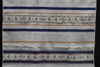 Wool Tallit With Blue And Gold Stripes With Luchot Ribbon