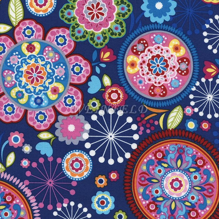 Cotton Print Yarmulkes Circles Navy