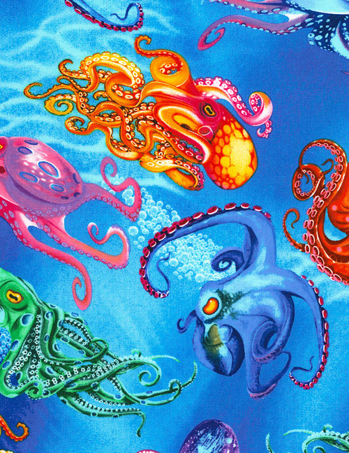 Cotton Print Yarmulkes Octopus - OCEAN