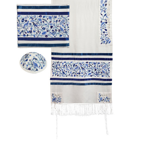 Yair Emanuel Tallit - Embroidered the Matriarchs - blue - TAH2B Yair Emanuel Tallit - Embroidered the Matriarchs - blue - TAH2B