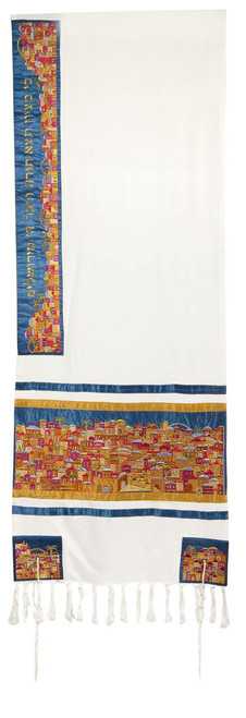 Yair Emanuel Tallit Embroidered Jerusalem -- Multicolor - TAK1 Yair Emanuel Tallit Embroidered Jerusalem -- Multicolor - TAK1