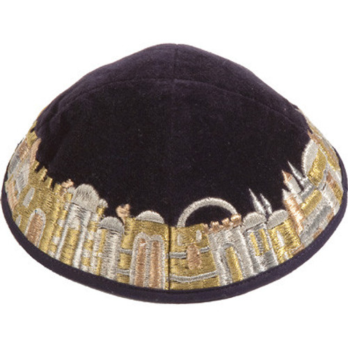 Yair Emanuel Velvet Kippah Jerusalem GOLD - YMV-3 Yair Emanuel Velvet Kippah Jerusalem GOLD - YMV-3