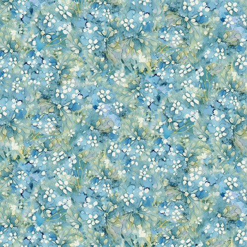 Cotton Print Yarmulkes TONAL FLORAL - BLUE