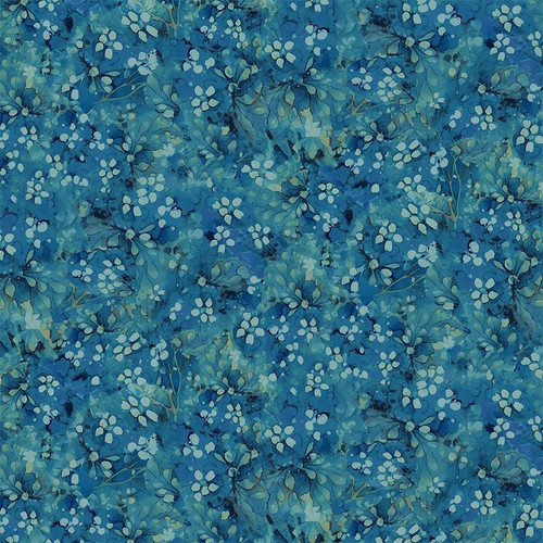 Cotton Print Yarmulkes TONAL FLORAL - COBALT