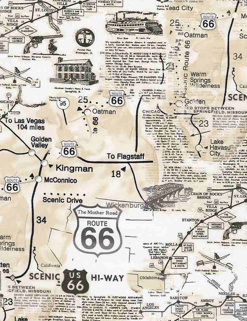 Cotton Print Yarmulkes MAP OF ROUTE 66