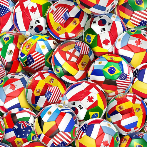 Cotton Print Yarmulkes INTERNATIONAL SOCCER MULTI