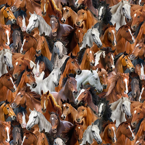 Cotton Print Yarmulkes PACKED HORSES