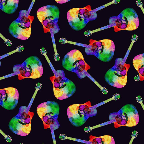 Cotton Print Yarmulkes TOSSED PAINTED GUITAR