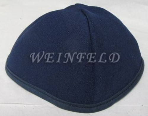 Faux Linen Yarmulkes - Navy with Navy Rim