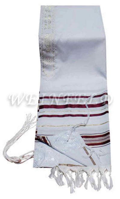 Faux Wool Tallit - Maroon (Burgundy) And Gold Stripes Faux Wool Tallit - Maroon (Burgundy) And Gold Stripes
