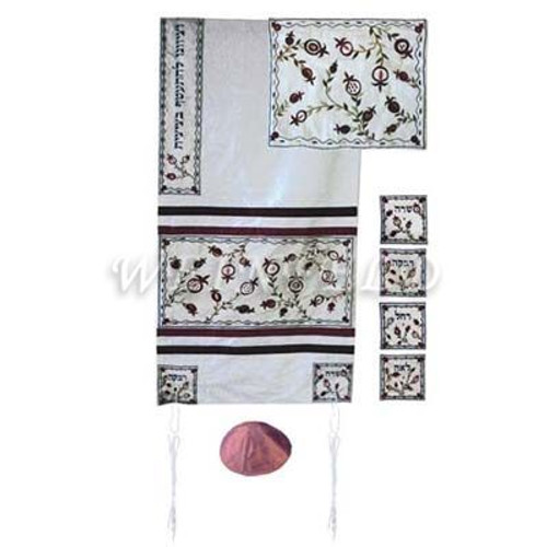 Embroidered Raw Silk Tallit - The Matriarchs embroidered white Embroidered Raw Silk Tallit - The Matriarchs embroidered white
