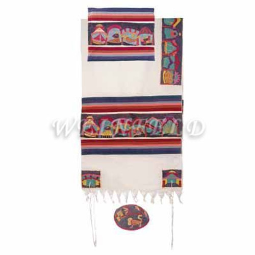 Embroidered Cotton Tallit - The Twelve Tribes Embroidered Cotton Tallit - The Twelve Tribes