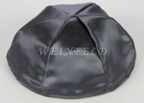 Satin Yarmulkes 6 Panels - Lined - Single Color - Charcoal Grey. Best Quality Bridal Satin