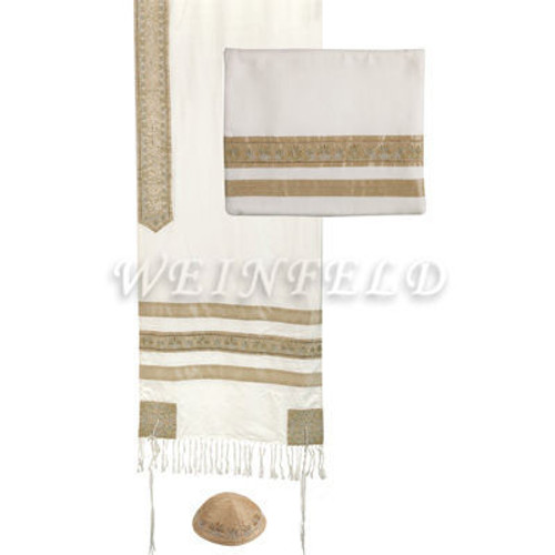 Embroidered Stripes Tallit - Gold Embroidered Stripes Tallit - Gold