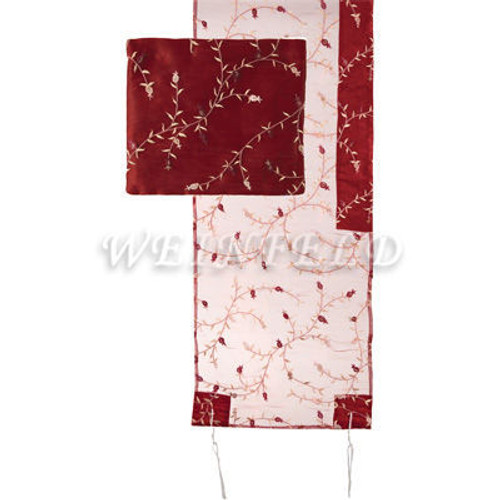 Tallit Organza - Full Embroidery - Maroon Tallit Organza - Full Embroidery - Maroon