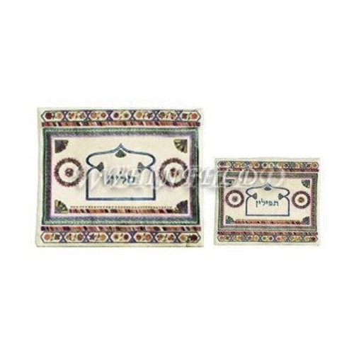 Embroidered Tallit and Tefillin Bag - Gateway to the Orient in Red Embroidered Tallit and Tefillin Bag - Gateway to the Orient in Red