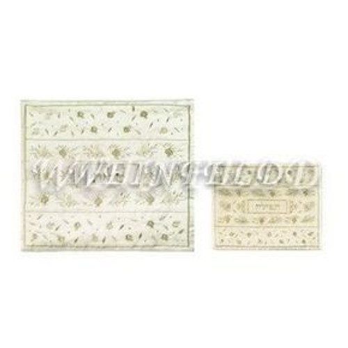 Embroidered Tallit and Tefillin Bag - Pomegranates in Olive on Cream Embroidered Tallit and Tefillin Bag - Pomegranates in Olive on Cream