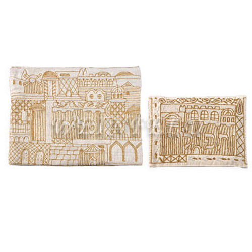 Hand Embroidered Tallit and Tefillin Bag - Gold Hand Embroidered Tallit and Tefillin Bag - Gold