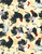 Cotton Print Yarmulkes Tossed Roosters - LATTE Cotton Print Yarmulkes Tossed Roosters - LATTE