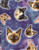 Cotton Print Yarmulkes Galaxy Cats - GALAXY