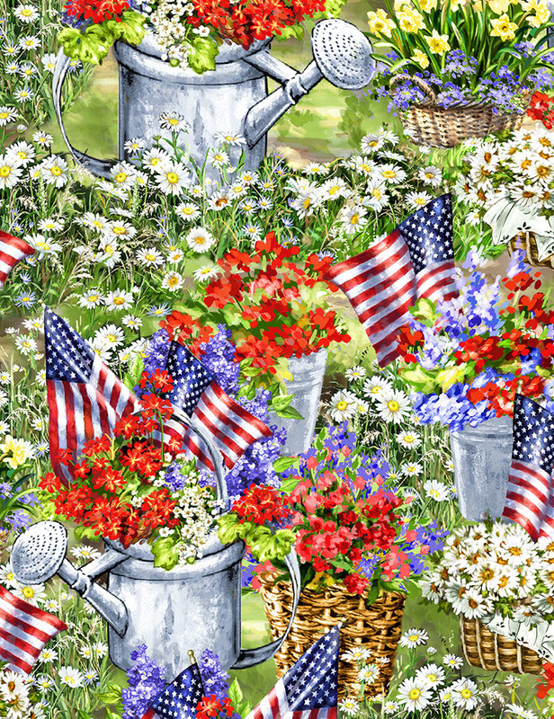 Cotton Print Yarmulkes Patriotic Garden - MULTI Cotton Print Yarmulkes Patriotic Garden - MULTI