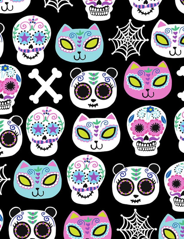 Cotton Print Yarmulkes Sugar Skull Animals - MULTI