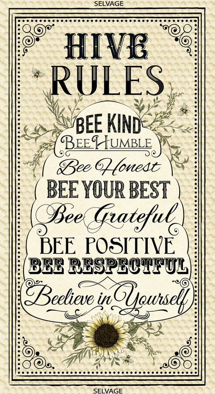 Cotton Print Yarmulkes 24" Hive Rules Panel - NATURAL