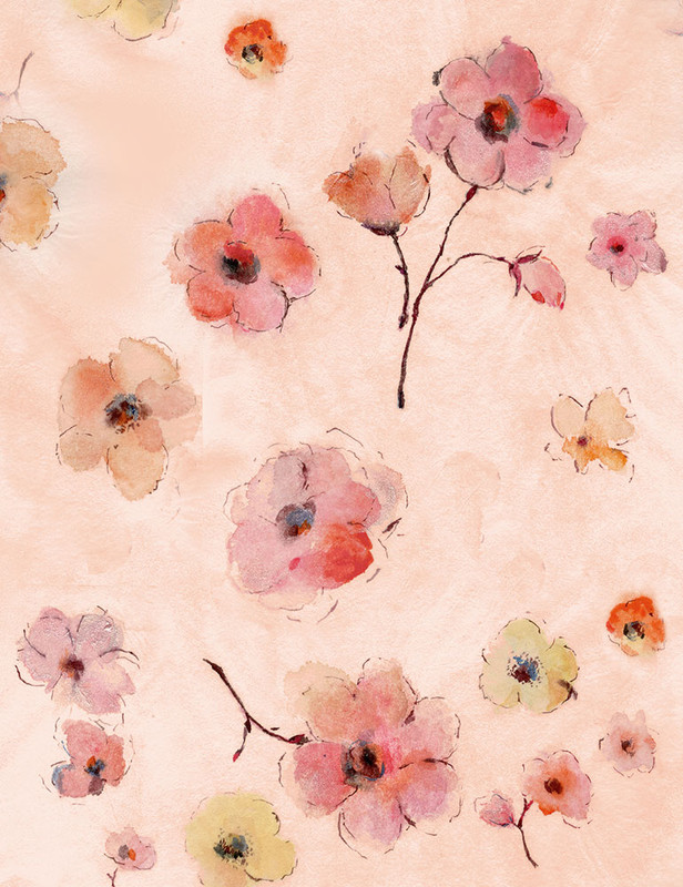 Cotton Print Yarmulkes Watercolor Allover Flowers - PINK Cotton Print Yarmulkes Watercolor Allover Flowers - PINK