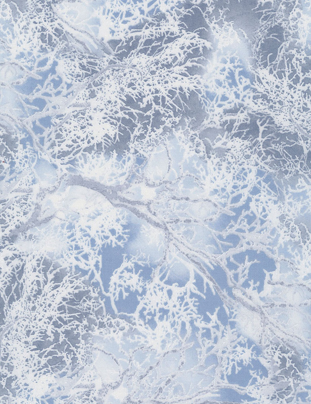 Cotton Print Yarmulkes Snowy Trees Branches - GREY