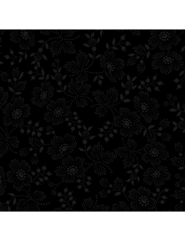 Cotton Print Yarmulkes Flower Dots - BLACK Cotton Print Yarmulkes Flower Dots - BLACK