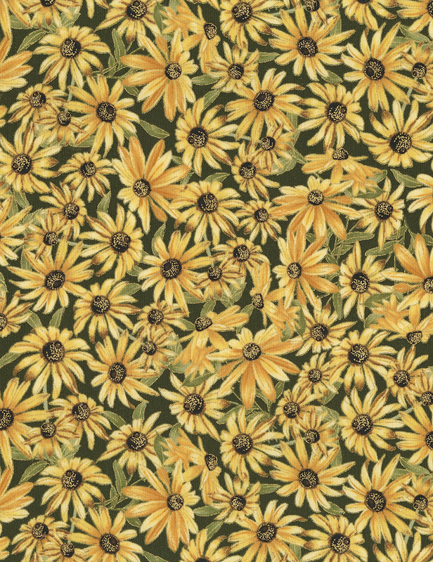 Cotton Print Yarmulkes Blackeyed Susan - GREEN Cotton Print Yarmulkes Blackeyed Susan - GREEN