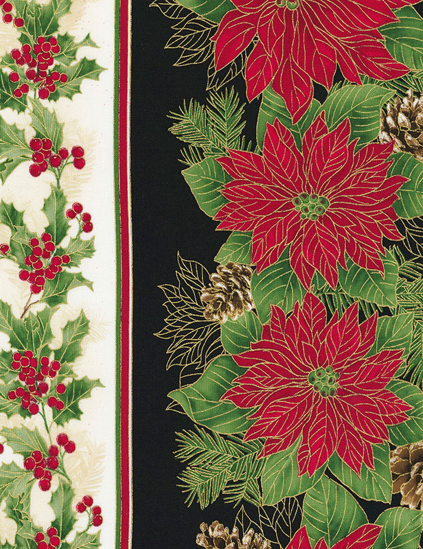 Cotton Print Yarmulkes Poinsettia Holiday Stripe - MULTI Cotton Print Yarmulkes Poinsettia Holiday Stripe - MULTI