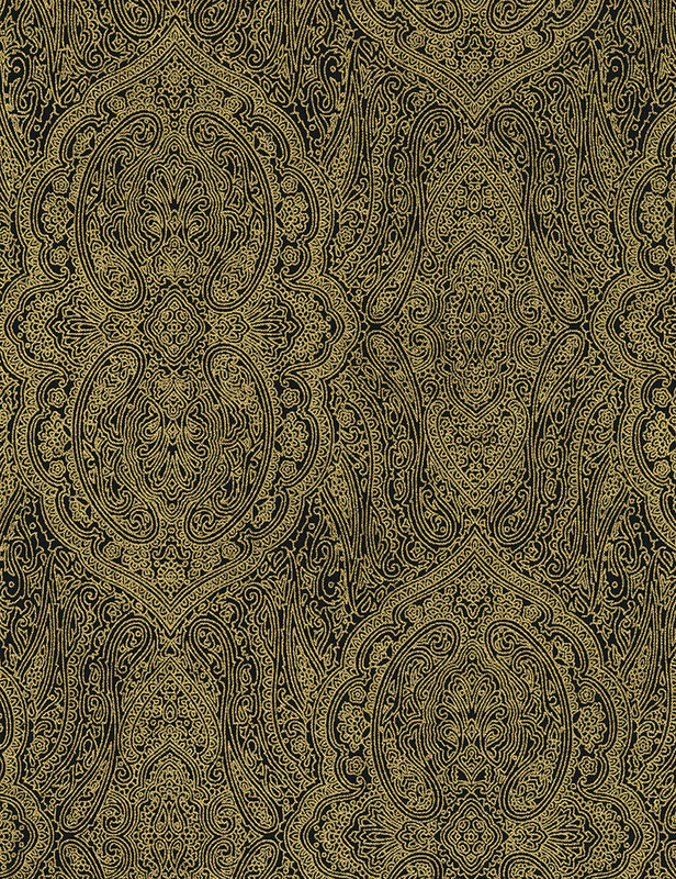 Cotton Print Yarmulkes Paisley Basic - BLACK