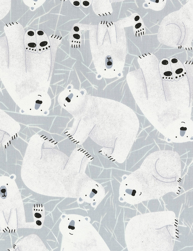 Cotton Print Yarmulkes Polar Bears - GREY Cotton Print Yarmulkes Polar Bears - GREY