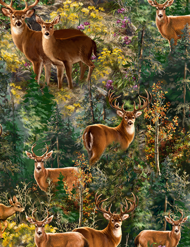 Cotton Print Yarmulkes Deer - FERN Cotton Print Yarmulkes Deer - FERN