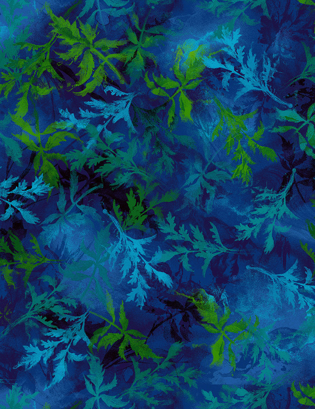 Cotton Print Yarmulkes Nature Leaves Batik - COBALT Cotton Print Yarmulkes Nature Leaves Batik - COBALT