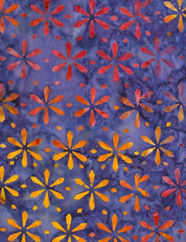 Cotton Print Yarmulkes Set Flower Stamp Batik - PURPLE