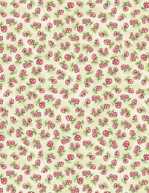 Cotton Print Yarmulkes Mini Mushrooms - FOAM