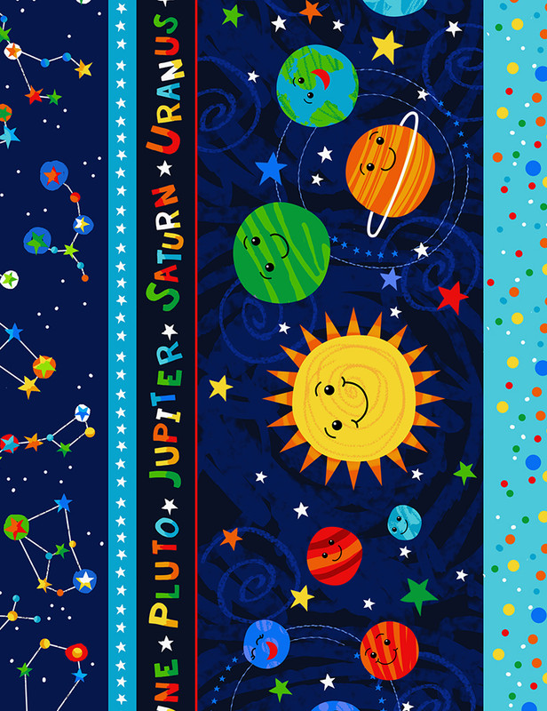 Cotton Print Yarmulkes Solar System Stripe - NAVY Cotton Print Yarmulkes Solar System Stripe - NAVY