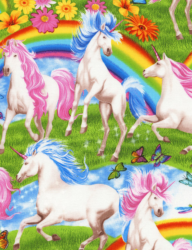 Cotton Print Yarmulkes Unicorns and Rainbows Knit - MULTI Cotton Print Yarmulkes Unicorns and Rainbows Knit - MULTI