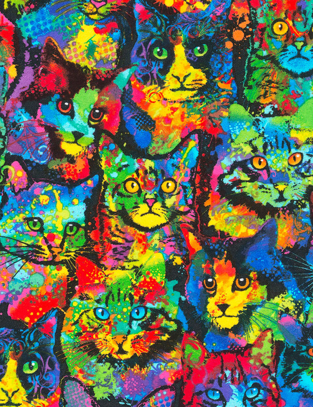 Cotton Print Yarmulkes Paint Splatter Cats Knit - MULTI