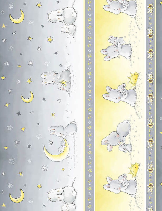 Cotton Print Yarmulkes 11" Bunny Stripe - GREY Cotton Print Yarmulkes 11" Bunny Stripe - GREY