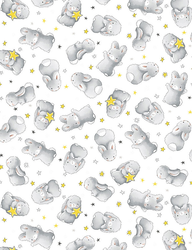 Cotton Print Yarmulkes Happy Bunnies - WHITE Cotton Print Yarmulkes Happy Bunnies - WHITE