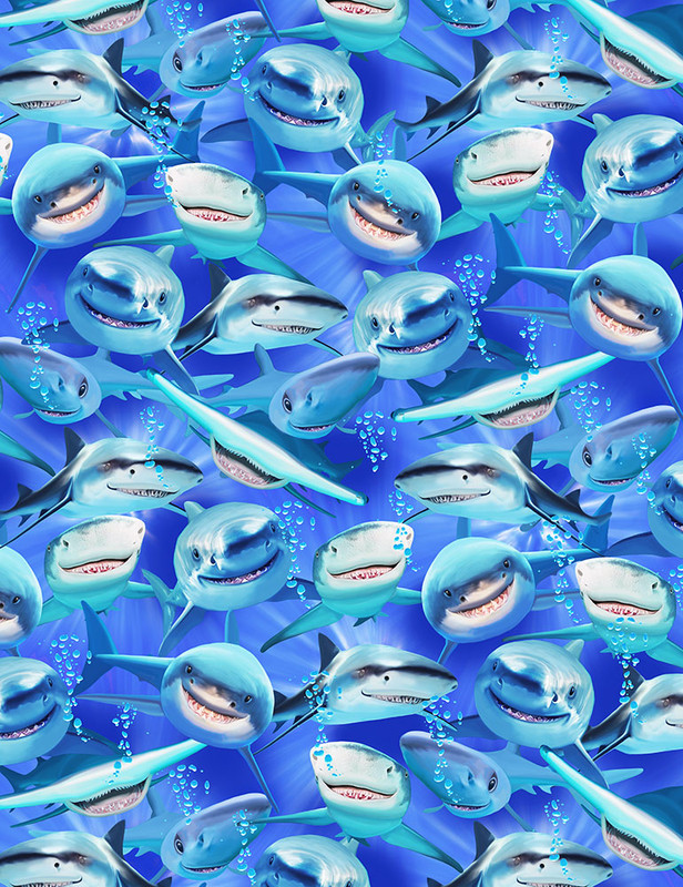 Cotton Print Yarmulkes Shark Attack - SHARK