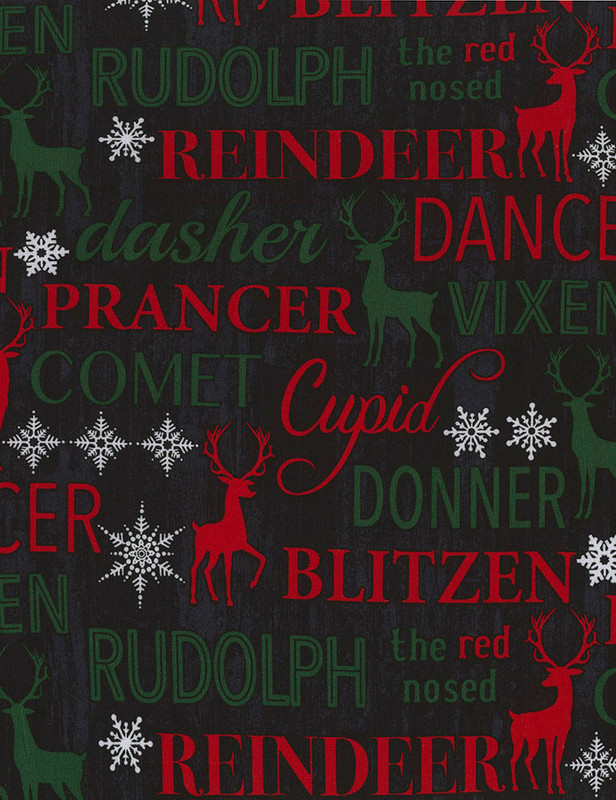 Cotton Print Yarmulkes Reindeer Names - REINDEER Cotton Print Yarmulkes Reindeer Names - REINDEER