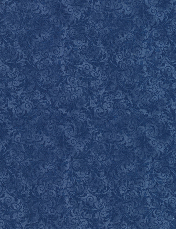 Cotton Print Yarmulkes Tonal Filigree - OCEAN