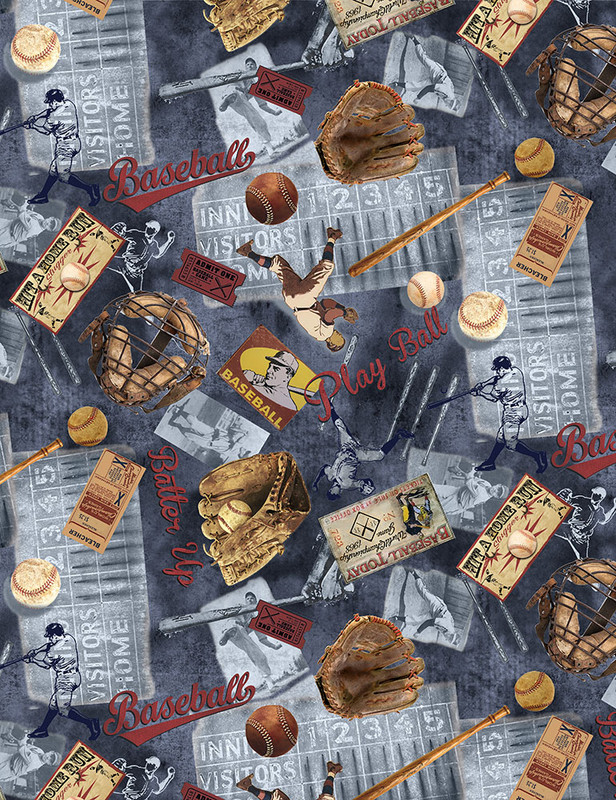 Cotton Print Yarmulkes Baseball - NAVY Cotton Print Yarmulkes Baseball - NAVY